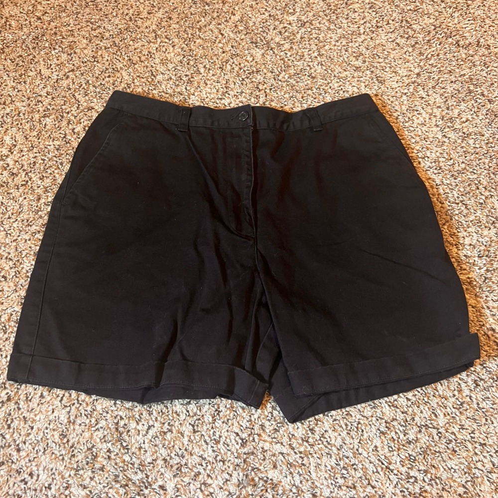 Lauren Ralph Lauren Black Cotton‎ Cuffed Bermuda Shorts Size 10